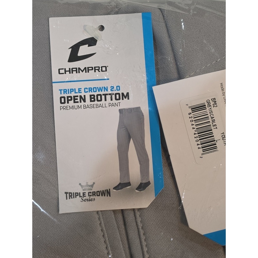Lot of 3 Champs Baseball Pants Youth large Grey Knickers Triple Crown Red Stripe